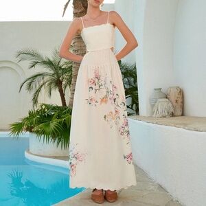 Commense Floral Print Lace-Up Back Sleeveless Dress size medium